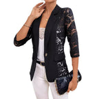 Damen Eleganter Spitzenblazer mit transparenten Ärmeln R&B