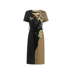 Damen Elegantes Freizeitkleid mit floralem Design und Taillengürtel R&B
