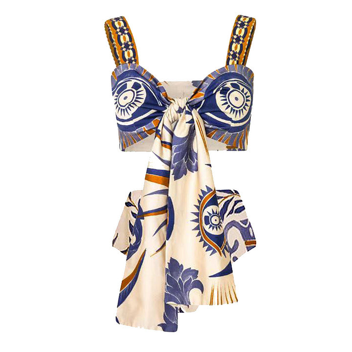 Damen elegantes Wickeloberteil und kombiniertes Rockset R&B