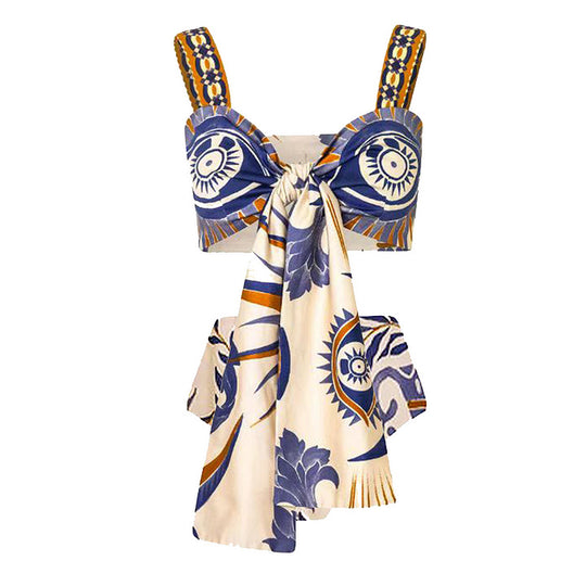 Damen elegantes Wickeloberteil und kombiniertes Rockset R&B