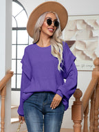 Damen Grobstrickpullover mit schulterfreier Passform und lässigem Schnitt R&B