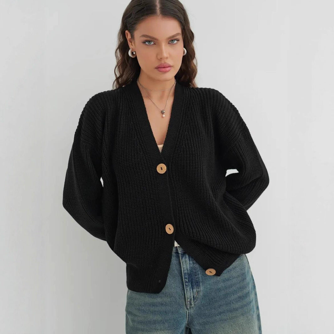 Damen lässige Strickjacke mit praktischen Knopfdetails und OHNE Einschränkung R&B