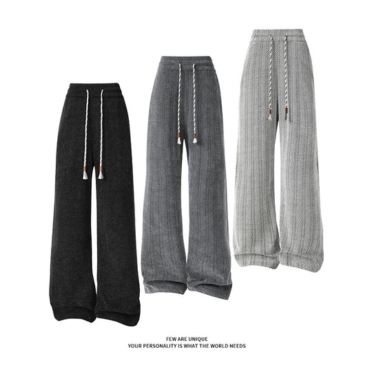 Damen weite Haremshose mit elastischem Bund und trendy Zickzackmuster R&B