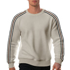 Herren modischer Strukturpullover mit seitlichen Kontraststreifen und Rundhalsausschnitt R&B