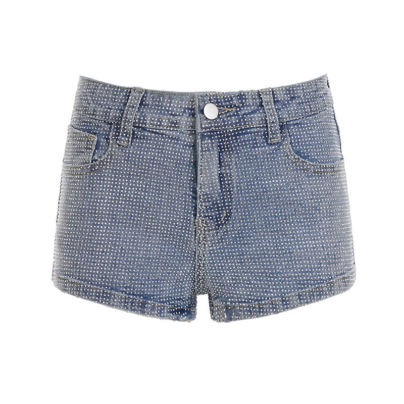 Damen Glitzernde Denim-Shorts mit funkelnden Akzenten R&B