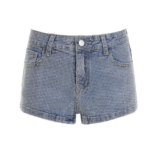 Damen Glitzernde Denim-Shorts mit funkelnden Akzenten R&B