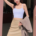 Damen Cropped Top mit schmalen Trägern und elastischem Schnitt
