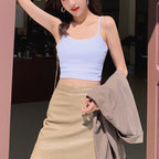 Damen Cropped Top mit schmalen Trägern und elastischem Schnitt