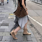 Damen asymmetrischer Rock mit floralen und karierten Mustern R&B