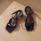 Damen Slingback-Sandaletten mit quadratischer Zehenpartie und komfortablem Blockabsatz