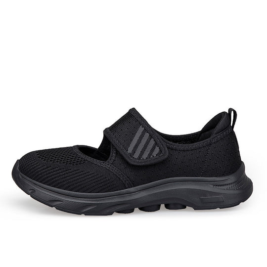 Damen nan Strick-Riemen-Sneaker mit Klettverschluss, gepolstertem Fußbett und stoßdämpfender EVA-Sohle R&B