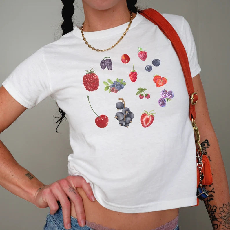 Damen Crop-T-Shirt mit kreativem Telefon-Design R&B
