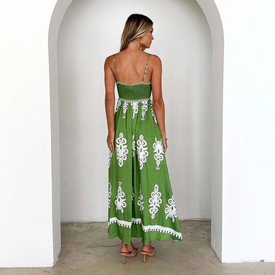 Damen Maxikleid mit elegantem Boho-Muster und filigranem Unterteil R&B