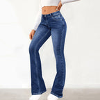 Damen Bootcut Jeans mit hohem Bund und lässigem Schnitt R&B