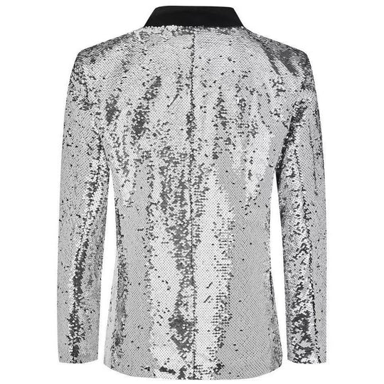 Herren Smokingblazer mit glänzenden Pailletten und eleganter Satinkragen R&B