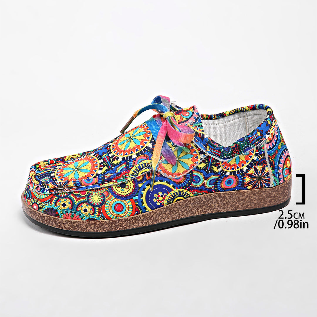 Damen Freizeit-Slipper mit buntem Musterdruck R&B
