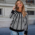 Damen Trendiger Streifenpullover mit innovativem Schnitt und lässigem Stil R&B