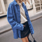 Damen Oversized Denim Hemdjacke R&B