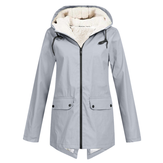 Damen wetterfeste und gefütterte Regenjacke mit verstellbarem Kapuzenkragen R&B