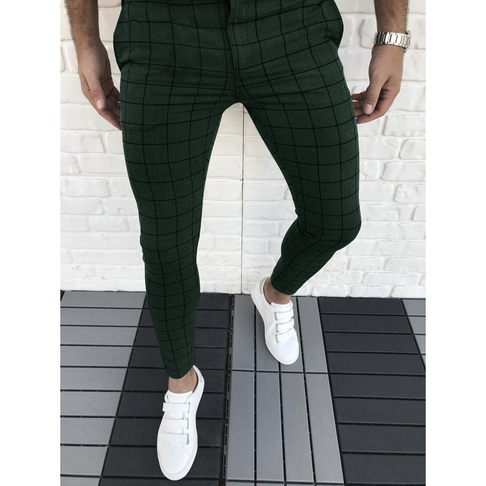 Herren Karierte Anzughose im Slim Fit Stil R&B