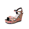 Damen Wedge-Sandalen mit floralen Mustern und komfortablem Fußbett R&B