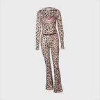 Damen Sport-Leggings und Oberteil Set mit animalischem Print R&B