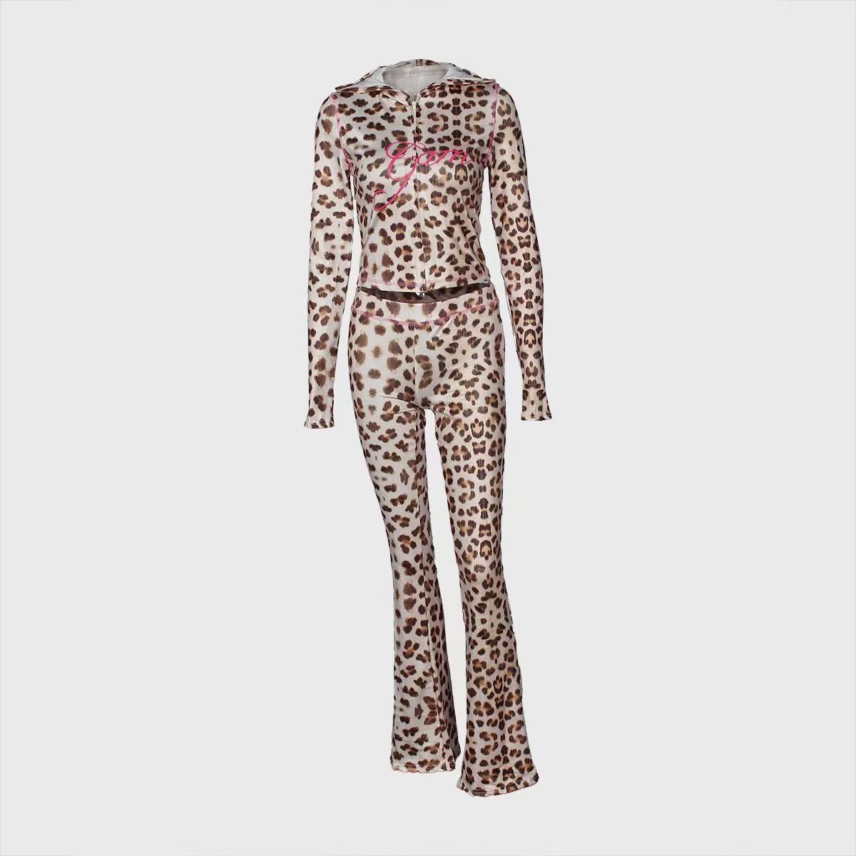 Damen Sport-Leggings und Oberteil Set mit animalischem Print R&B