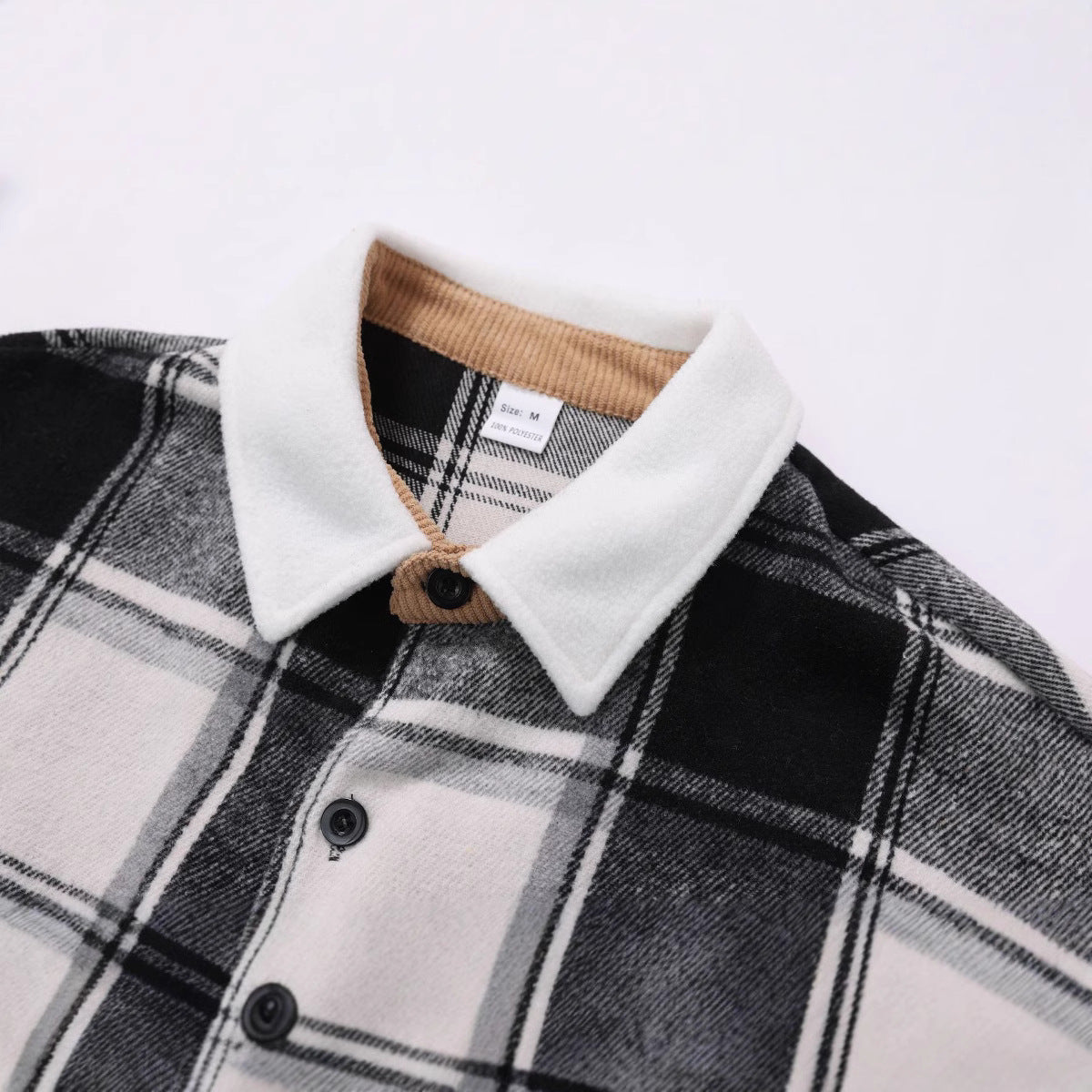 Herren Baumwoll-Flanelljacke mit kariertem Muster und Taschen