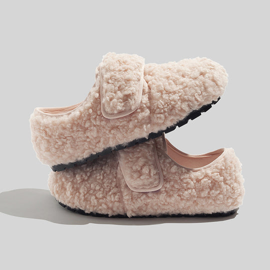 Damen Hausschuhe mit weichem Fleece-Futter und verstellbarem Klettverschluss R&B