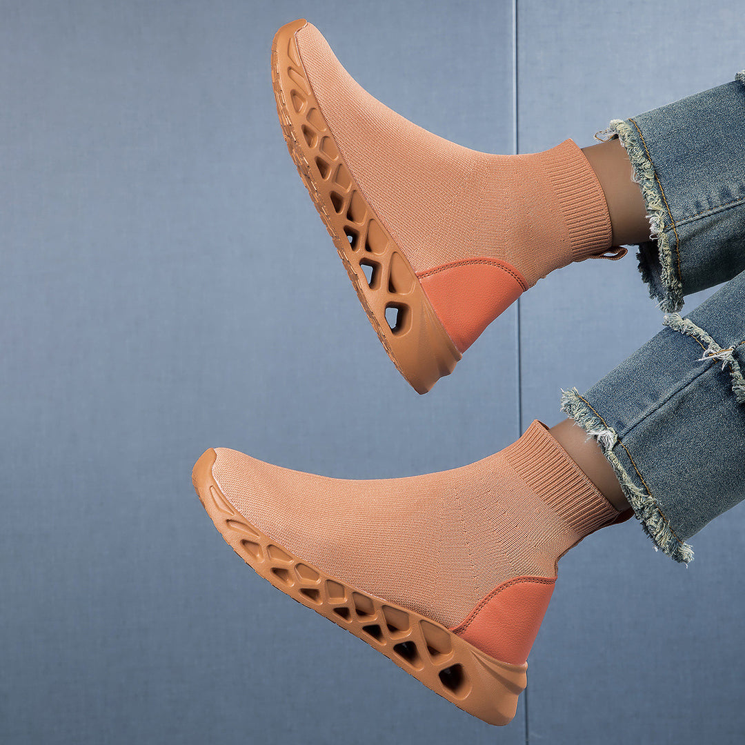 Damen High-Top Sneakers mit elastischem Obermaterial und rutschfester Sohle R&B