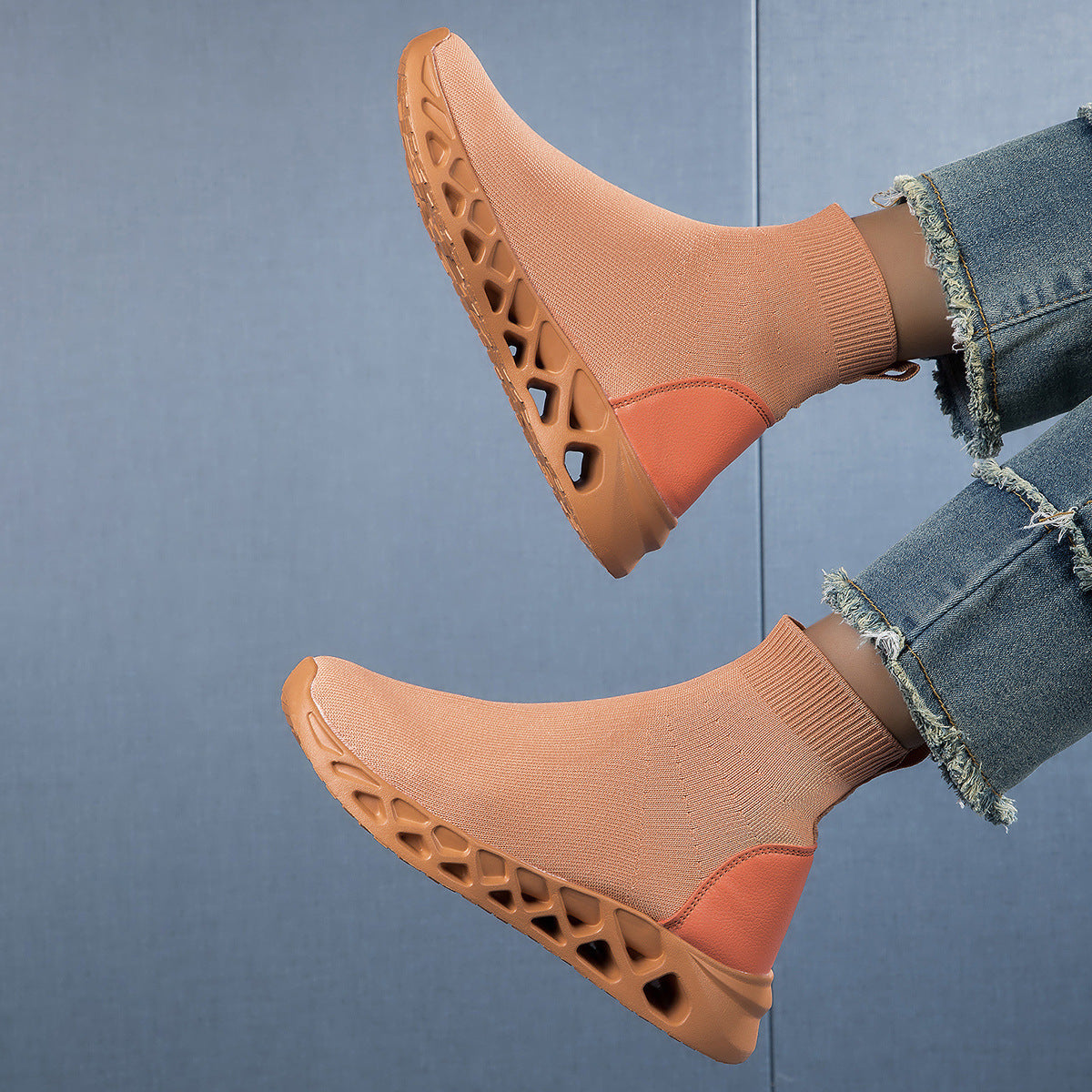 Damen High-Top Sneakers mit elastischem Obermaterial und rutschfester Sohle