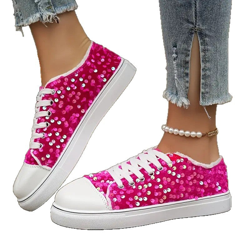 Damen Trendige Sneakers mit funkelnden Pailletten und komfortabler Sohle R&B