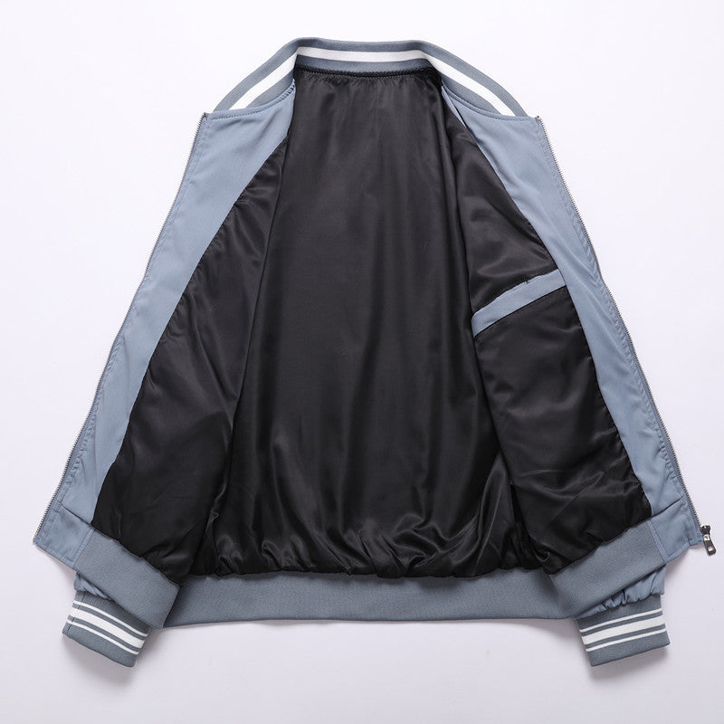 Herren sportliche Bomberjacke im College-Stil mit elastischen Bündchen R&B