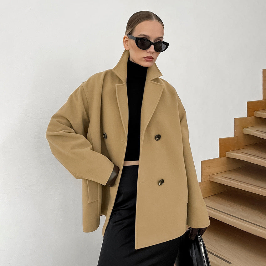 Damen Modischer Wool-Blend Blazer mit doppelter Knopfleiste R&B