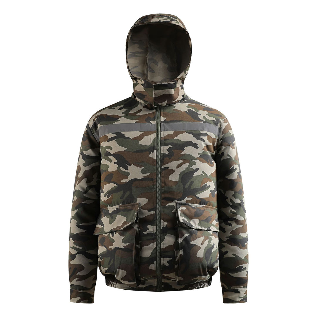 Unisex nan ventilated jacket for work and outdoor with integrated USB fans, battery compartment and hood R&B