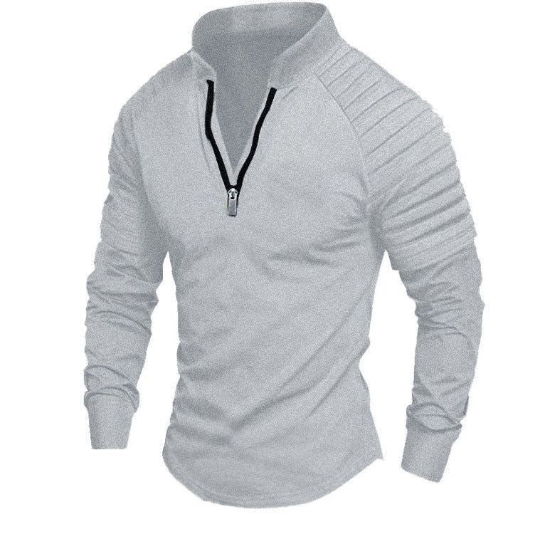 Herren Trainingsshirt mit hohem Kragen und dezentem Reißverschluss R&B