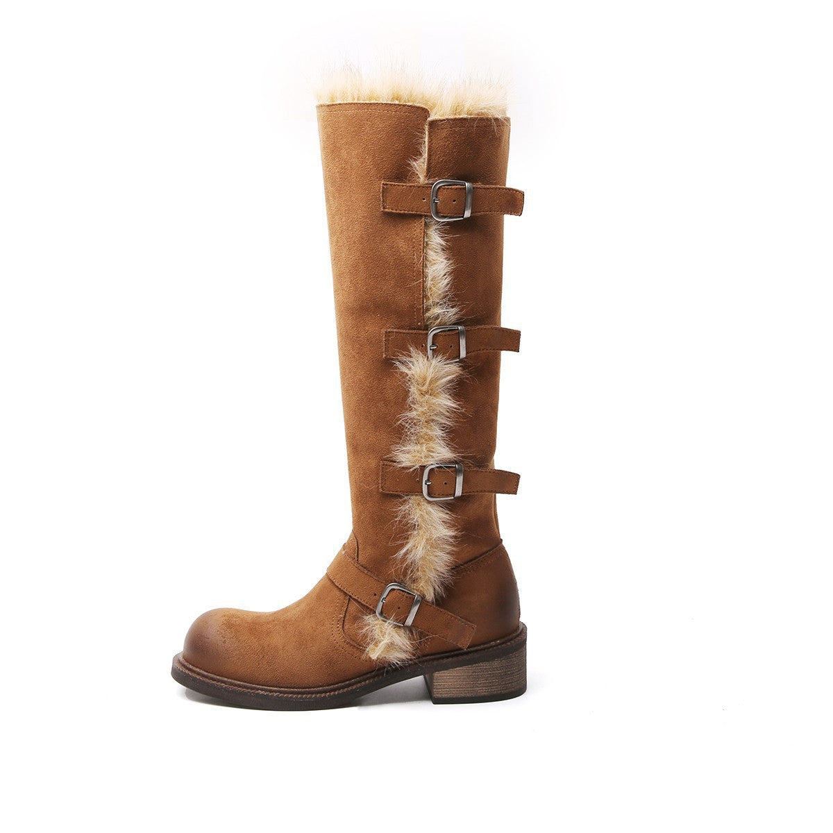 Damen Winterstiefel mit modischem Kunstfellkragen und robustem Profil R&B