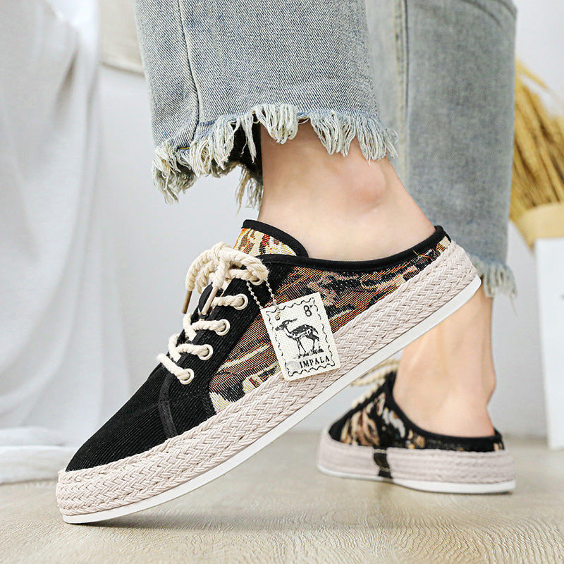 Damen Modische Espadrilles mit trendy Camouflage-Design und elastischem Einschlupf