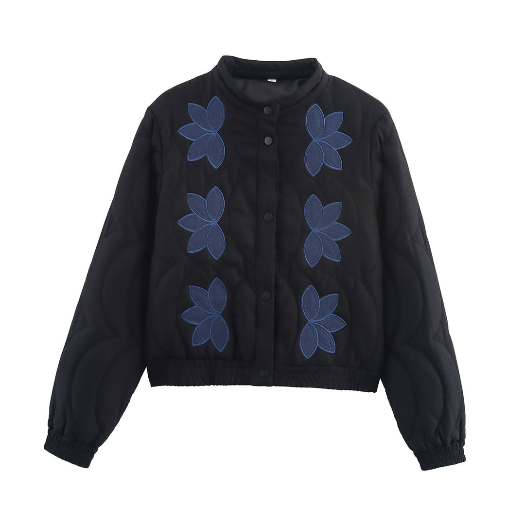 Damen gesteppte Jacke mit floralem Design und elastischen Bündchen R&B