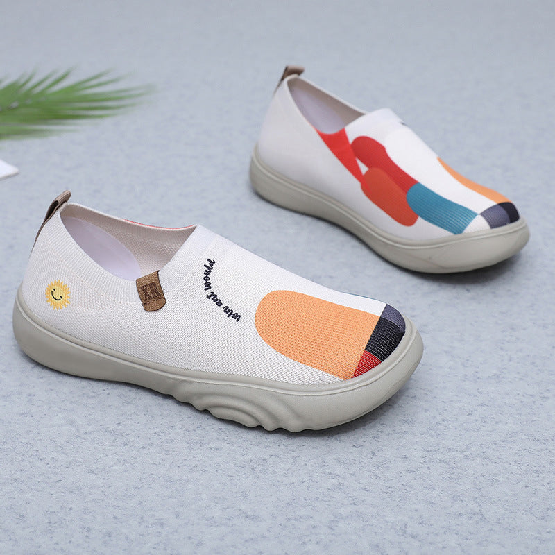 Damen Atmungsaktive Slip-On Sneakers mit farbenfrohem Grafikdesign R&B