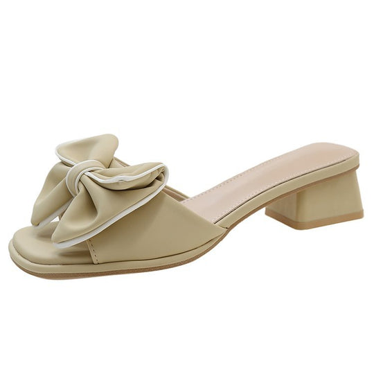Damen elegante Mules mit großen Schleifenakzenten R&B