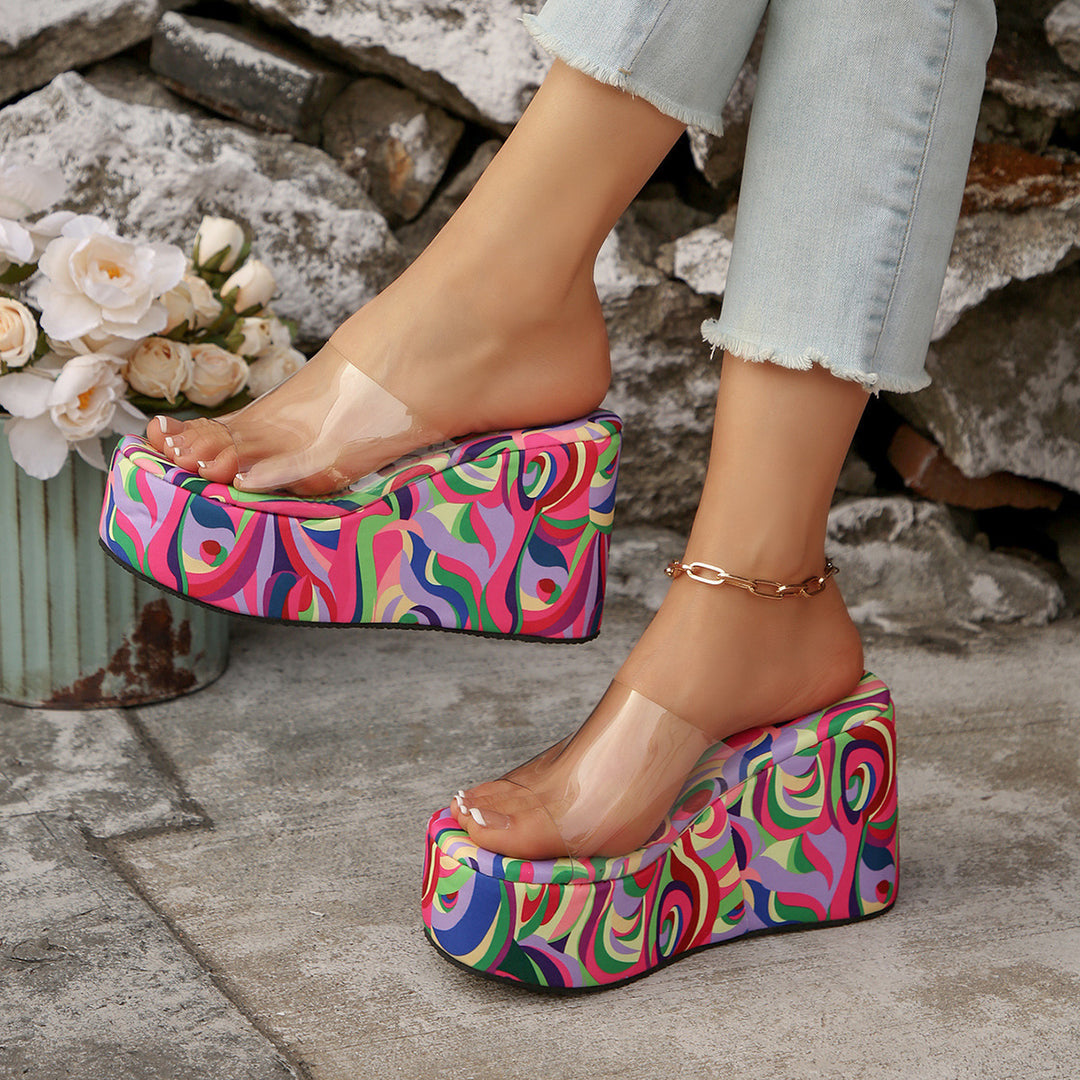 Damen Wedge-Pantoletten mit transparentem Obermaterial und komfortabler Sohle R&B