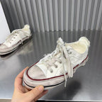 Damen modische Sneaker mit kreativem Used-Look und robustem Tragekomfort R&B