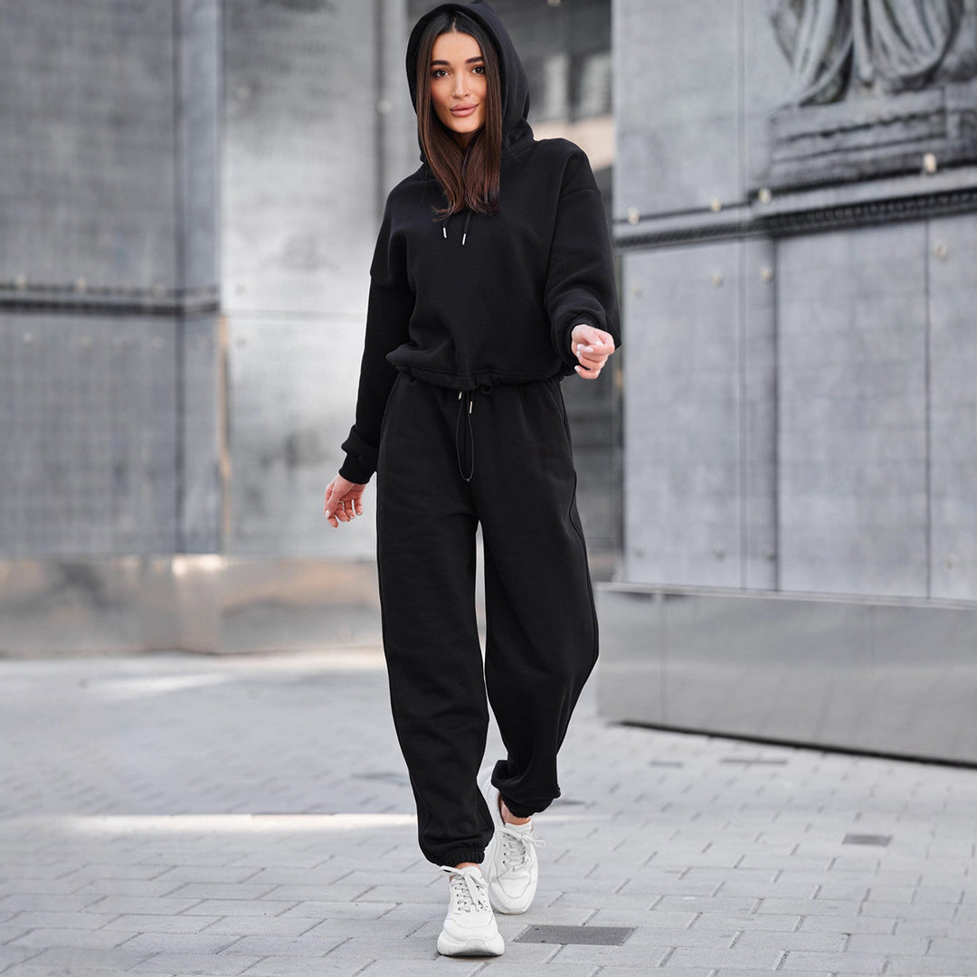 Damen sportlicher Freizeitsatz mit Kapuzenpullover und bequemen Jogginghosen R&B