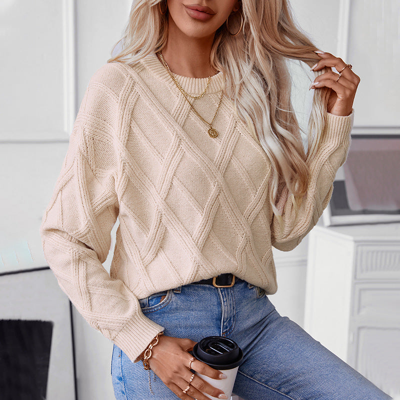 Damen Strickpullover mit modernem Rautenmuster und hochwertigem Material R&B