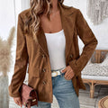 Damen Blazerjacke im angesagten Kord-Stil mit zwei Knöpfen R&B