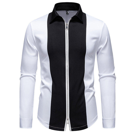 Herren Sportliches Langarmshirt mit modernem Reißverschluss und kontrastierenden Farben R&B