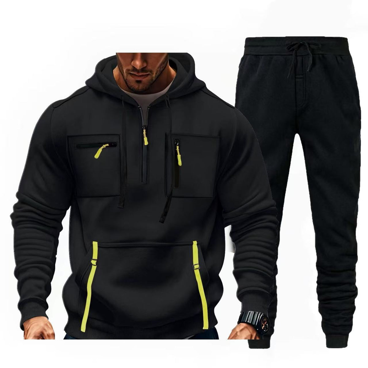 Herren multifunktionaler Kapuzenpullover und Jogginghose Kombination R&B