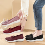 Damen Bequeme Slip-On Sneakers mit floralen Stickereien R&B
