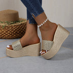 Damen Wedge-Pantoletten mit geflochtenem Riemen und komfortabler Sohle R&B